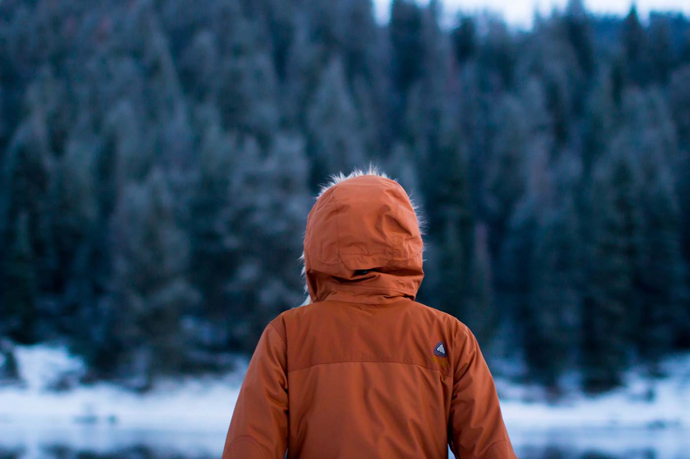 Woman Staring on in a Parka